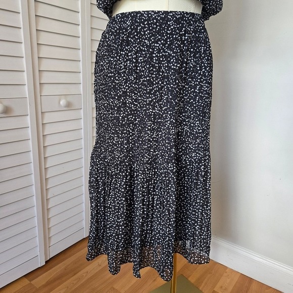 WD.NY White Black Polka Dot Pleated Midi Skirt Set Women's M Classic Old Money - Picture 4 of 15